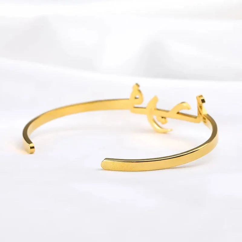 Bracelets personnalisés avec nom arabe pour femmes, en acier inoxydable plaqué or, bracelet à lettres personnalisé, bijoux cadeau 2023