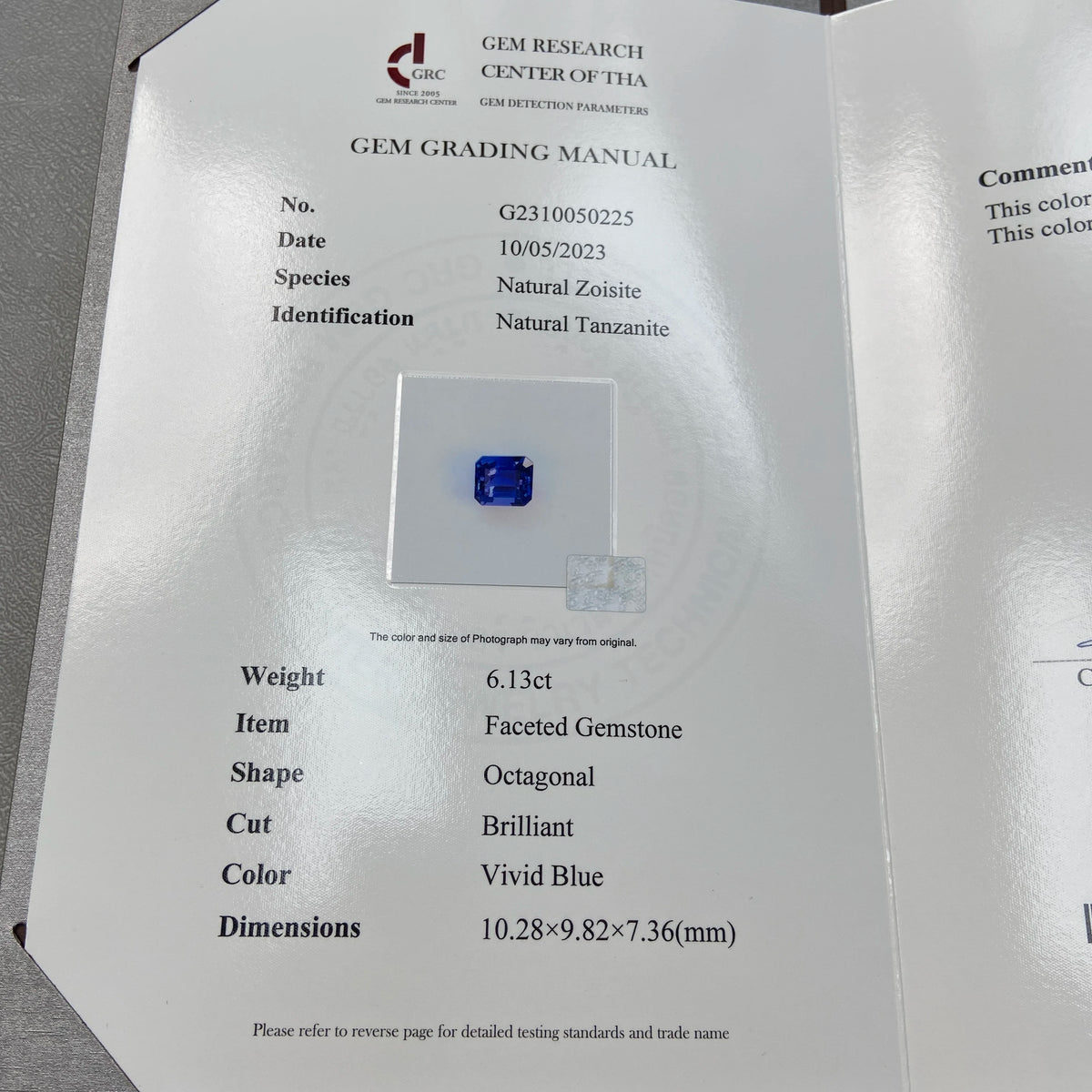 Vivid Blue Elegant Tanzanite Blue Octagonal Brilliant Cut 6.13ct Loose Gemstone