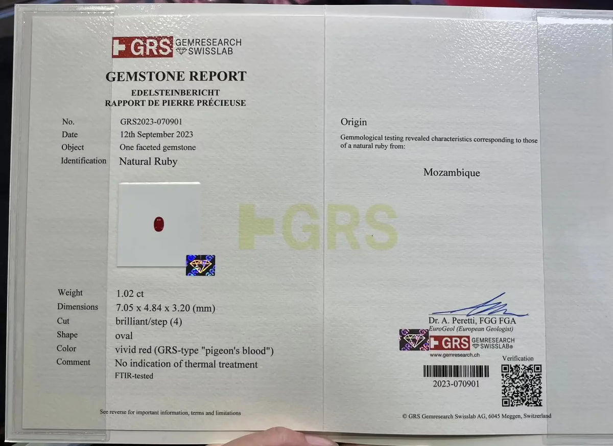 Ruby Untreated Mozambique Oval GRS Main Certificate Pigeon Blood Red Wedding Ring Set with Main Stone Pendant Set