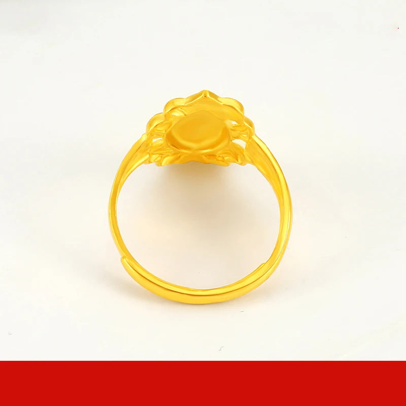 24K Pure Gold Ring Real AU 999 Solid Gold Rings Elegant Shiny  Beautiful Upscale Trendy Classic Jewelry