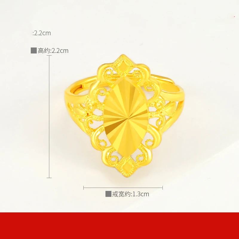 24K Pure Gold Ring Real AU 999 Solid Gold Rings Elegant Shiny  Beautiful Upscale Trendy Classic Jewelry