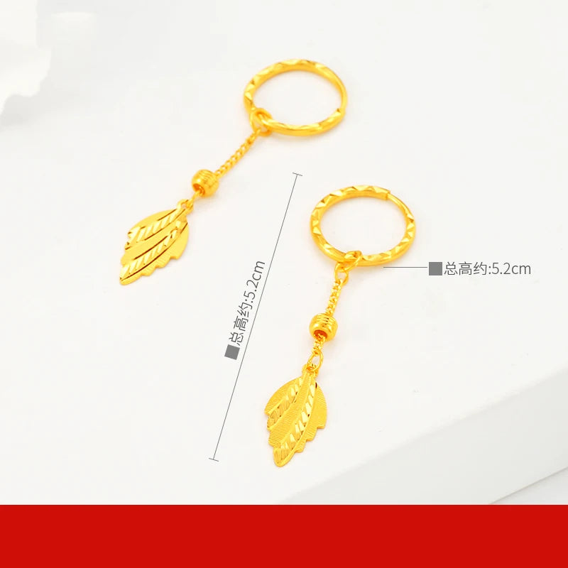 24K Pure Gold Earring Real AU 999 Solid Gold Earrings Nice Good  Upscale Trendy Fine Jewelry