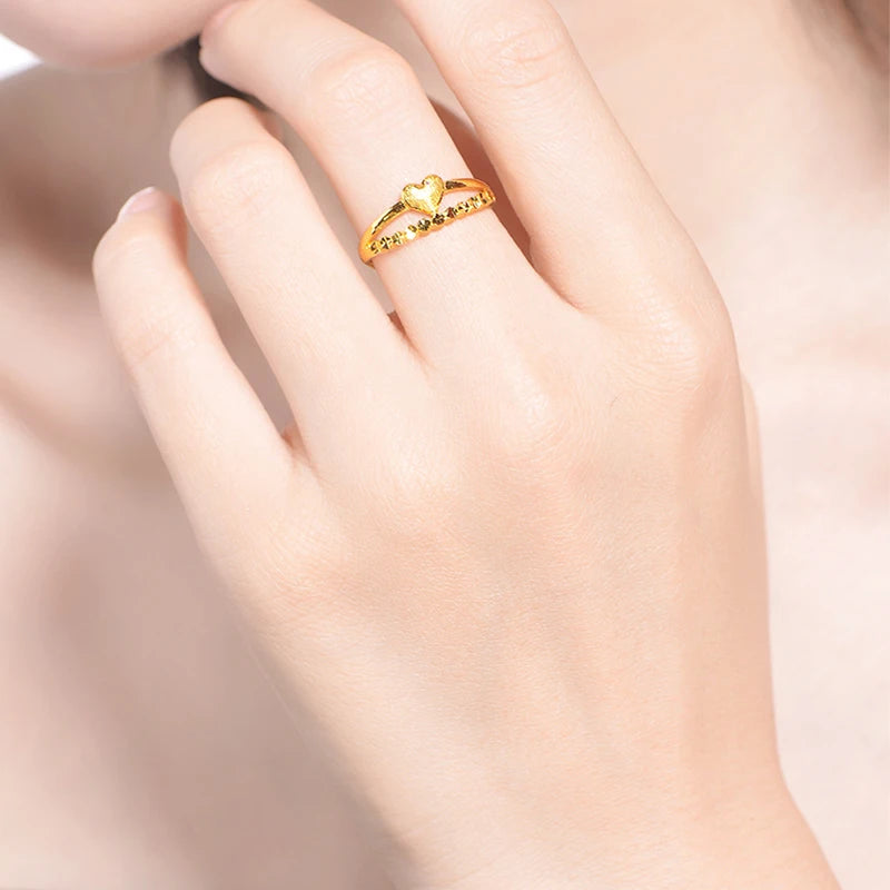 24K Gold Ring Real Pure Solid Au999 Yellow Gold  Love Row Circle Ring Female Ring Gift As Girlfriend Exquisite  Jewelry