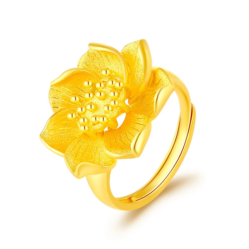 24K Pure Gold Ring Real AU 999 Solid Gold Rings Elegant Shiny  Beautiful Upscale Trendy Classic Jewelry
