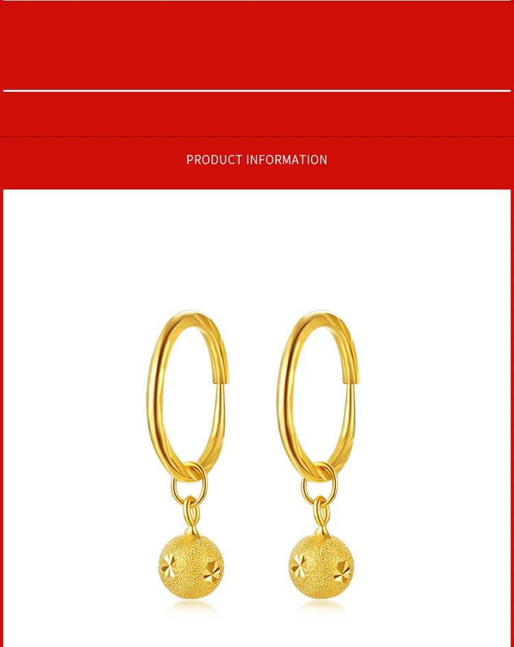 24K Pure Gold Earring Real AU 999 Solid Gold Earrings Good Hollow Ball Tassel Upscale Trendy Fine Jewelry Hot Sell New 2023
