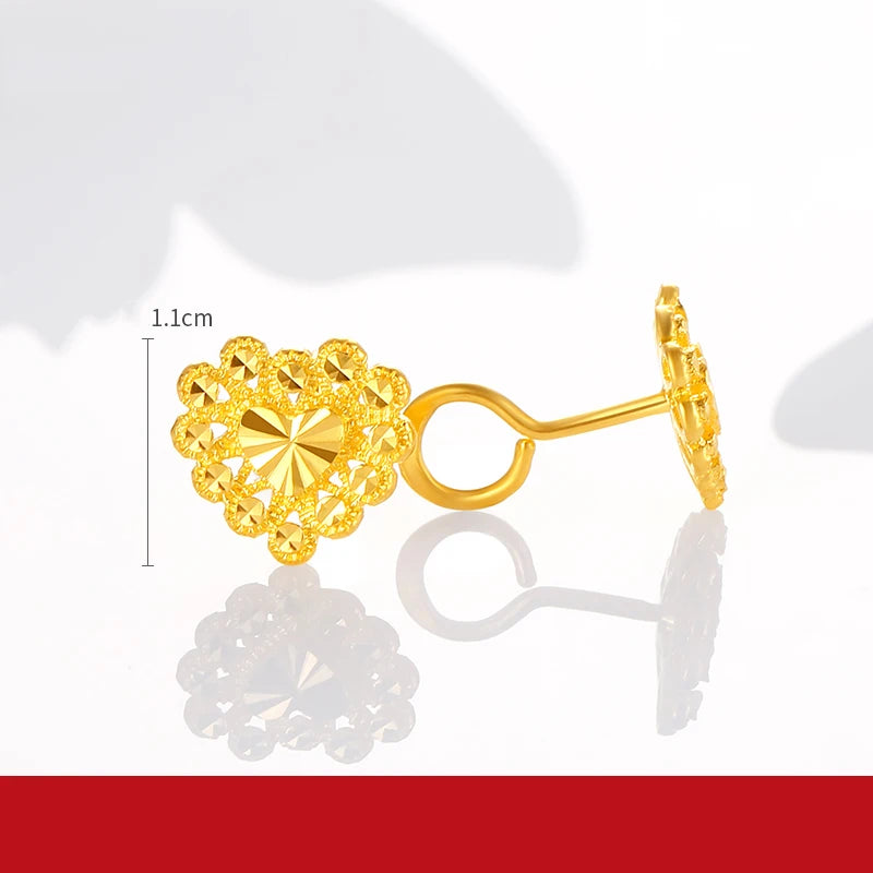24K Pure Gold Earring Real AU 999 Solid Gold Earrings Nice Good Upscale Trendy Fine Jewelry Hot Sell New 2023