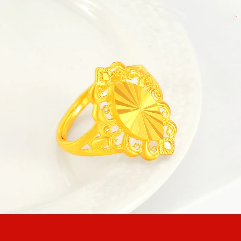 24K Pure Gold Ring Real AU 999 Solid Gold Rings Elegant Shiny  Beautiful Upscale Trendy Classic Jewelry