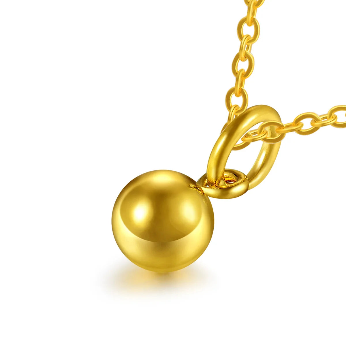 24k Pure Gold Small Round Beads Pendants For Women Simple Classic Charms Delicate Elegant Fine Jewelry