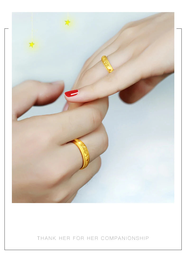 24K Pure Gold Ring Real AU 999 Solid Gold Rings Elegant Shiny  Beautiful Upscale Trendy Classic Jewelry