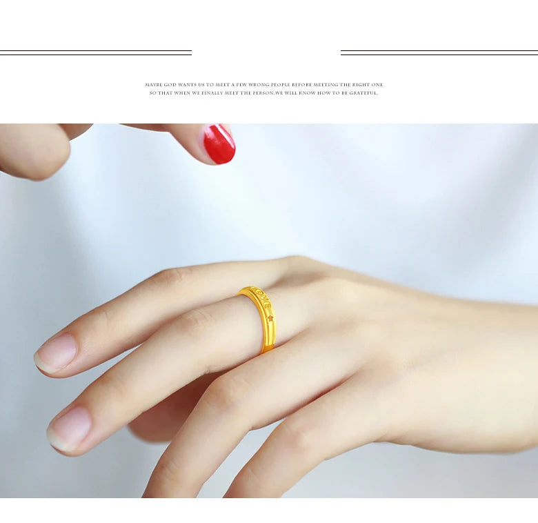 24K Pure Gold Ring Real AU 999 Solid Gold Rings Elegant Shiny  Beautiful Upscale Trendy Classic Jewelry