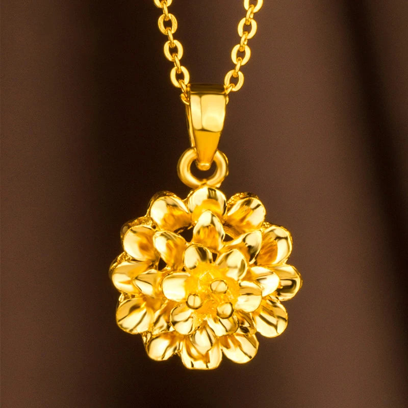 24K Pure Gold Pendant Real AU 999 Solid Gold Charm Beautiful  Trendy Classic Party Fine Jewelry
