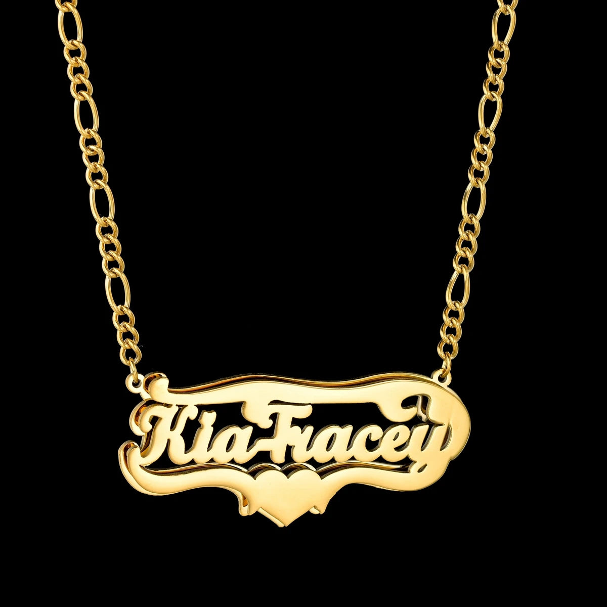 Customized Double Name Hip Hop Letter Necklace Name Gothic Double Plated Name Necklace Piercing Carving Pendants Jewelry Gift