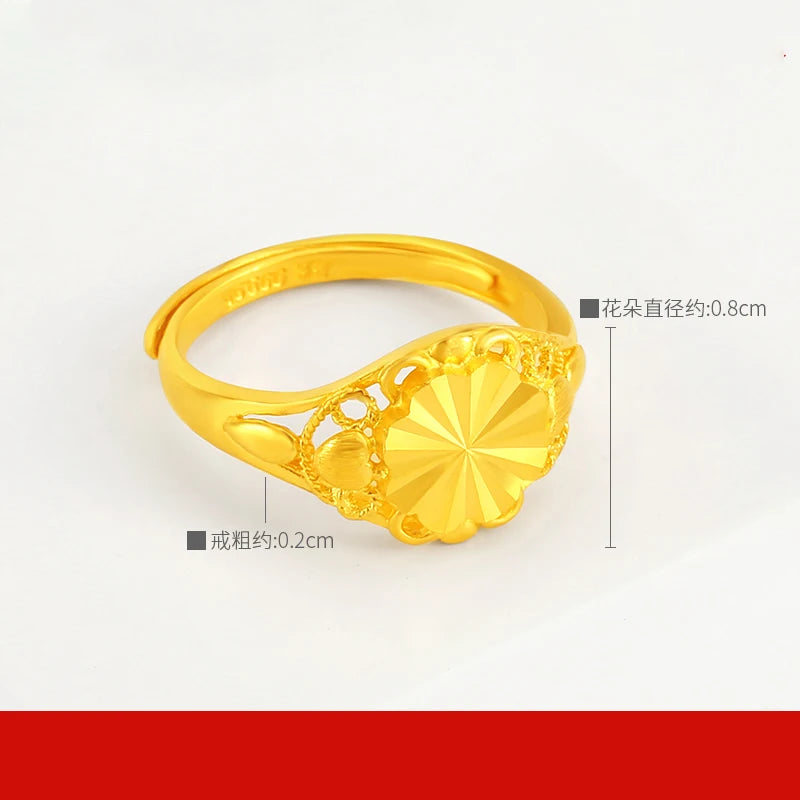 24K Pure Gold Ring Real AU 999 Solid Gold Rings Elegant Shiny  Beautiful Upscale Trendy Classic Jewelry