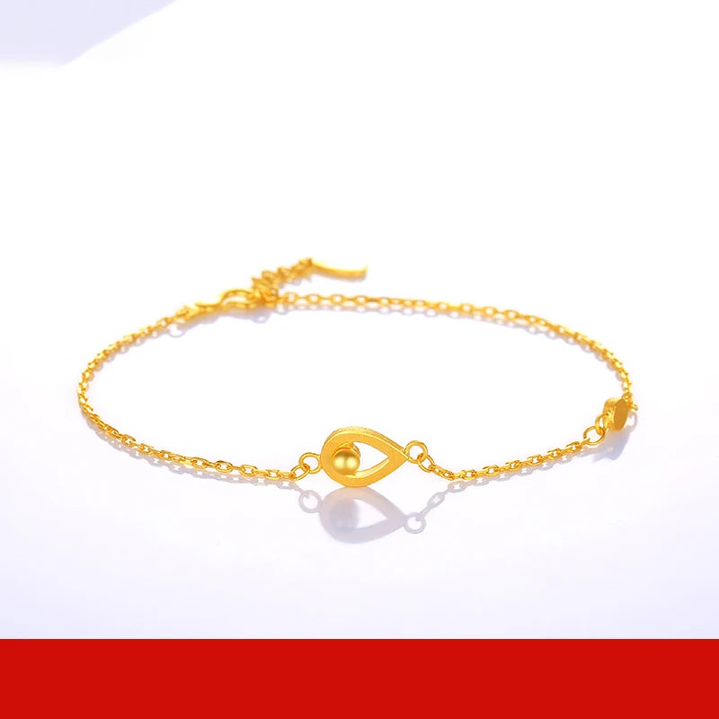 24K Pure Gold Bracelet Real 999 Solid Gold Bangle Beautiful Butterfly  Classic Jewelry