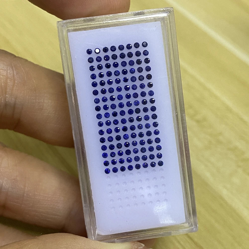 25 Pieces Round Brilliant Cut  2mm Natural Blue Sapphire Thailand Gemstone 100% Original 1 Carat Stones