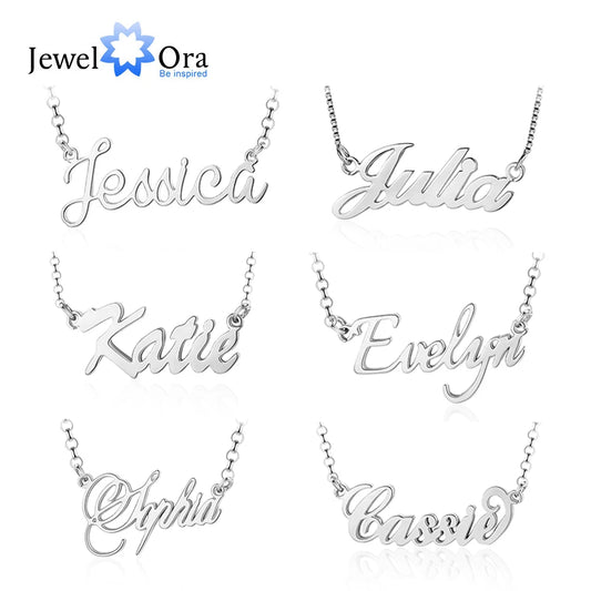 Collier avec plaque signalétique personnalisée en argent sterling 925, pendentif avec nom personnalisé pour femme, cadeau d'anniversaire ou de Noël pour maman