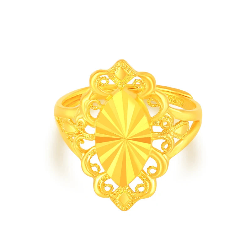 24K Pure Gold Ring Real AU 999 Solid Gold Rings Elegant Shiny  Beautiful Upscale Trendy Classic Jewelry