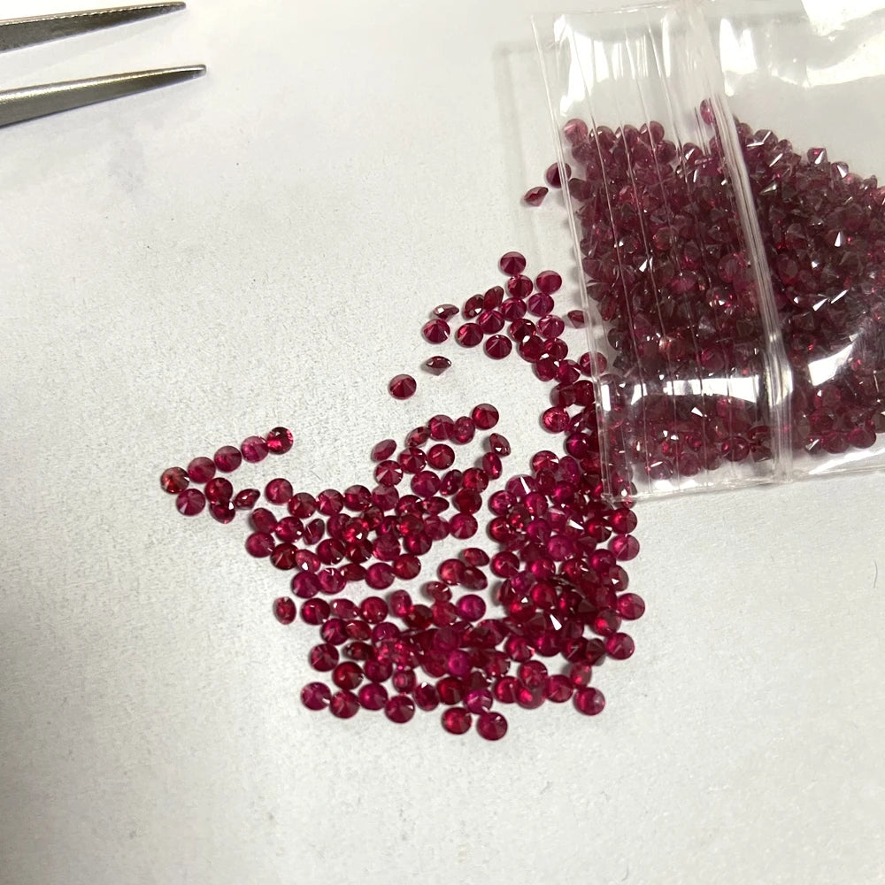 180 Pieces 1mm 1 Carat 1 Bag A Quality Natural Red Ruby Gemstone 100% Africa Original Round Brilliant Cut Stones
