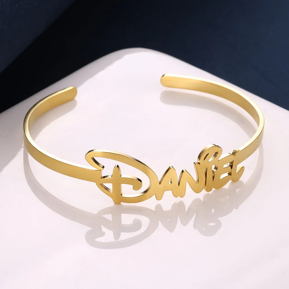 Personalized Custom Name Bracelet Bangle For Women Jewelry Stainless Steel Open Bangle Letter Accessories Best Friend Gifts