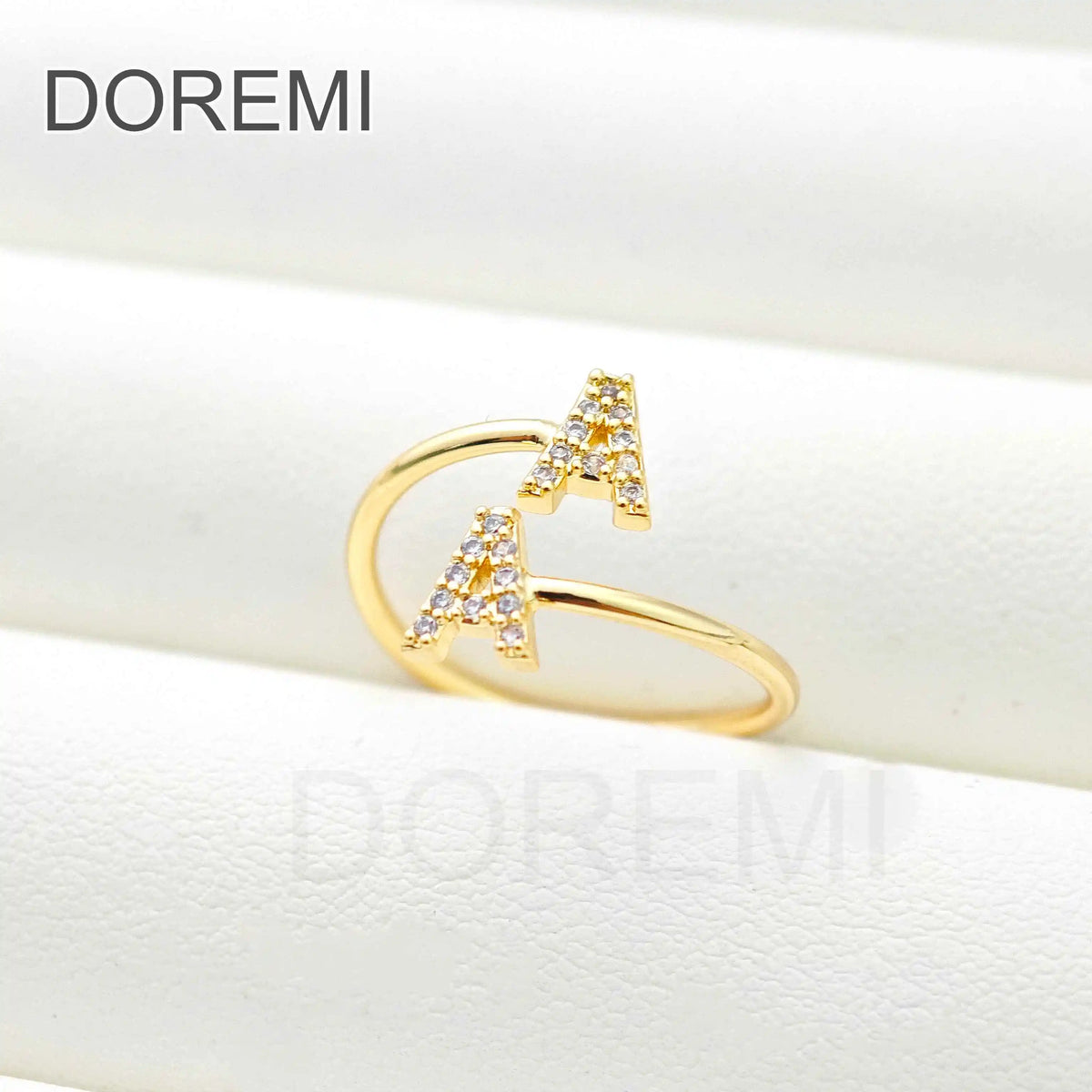 DOREMI แหวนตัวอักษรอักษรคู่สีขาว Zircon แหวนตัวอักษรที่กำหนดเอง เครื่องประดับแหวนตัวอักษรผู้หญิงแบบสลับตัวอักษร ของขวัญเครื่องประดับ