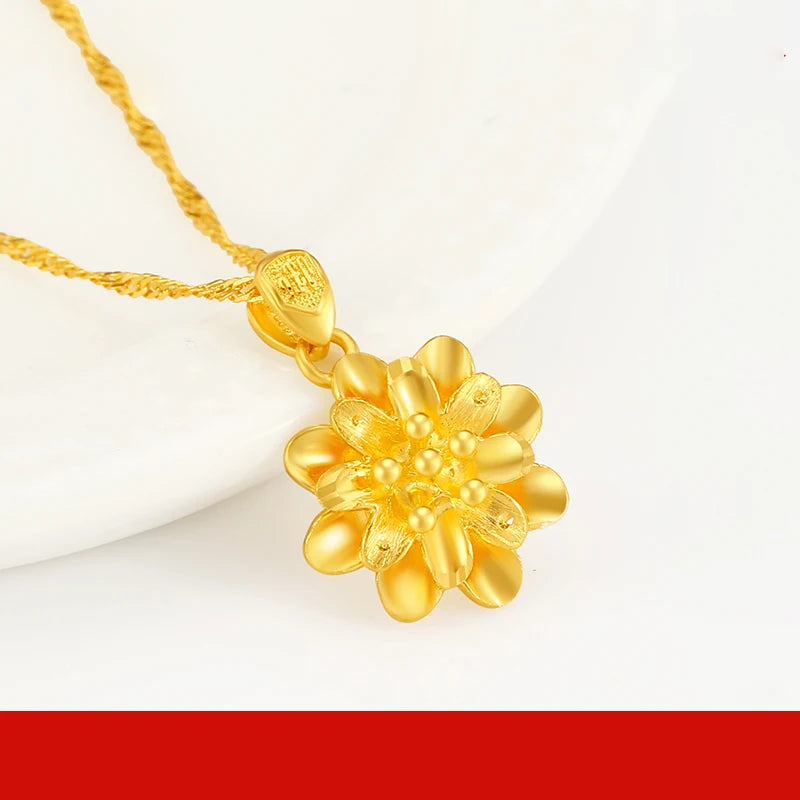 24K Pure Gold Pendant Real AU 999 Solid Gold Charm Lucy Bead Beautiful  Trendy Classic Party Fine Jewelry