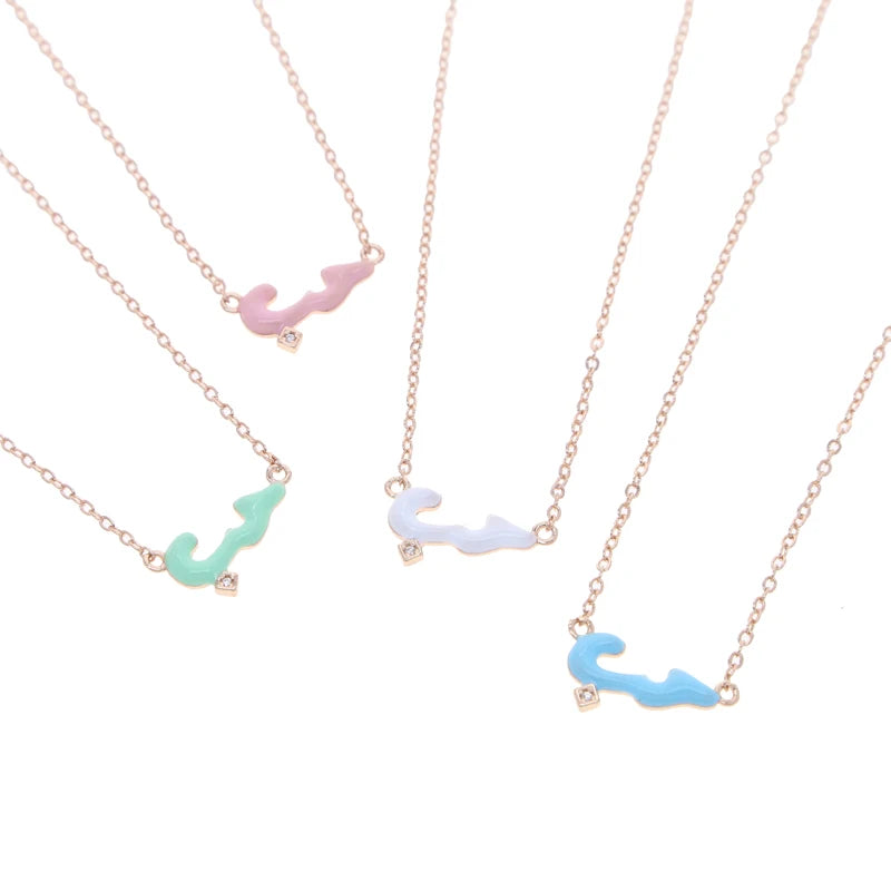 Collier à breloques en forme de petite lettre d'amour arabe en émail pastel 5A CZ Micro Pave 2023 Cadeau de Saint-Valentin Bijoux de mode