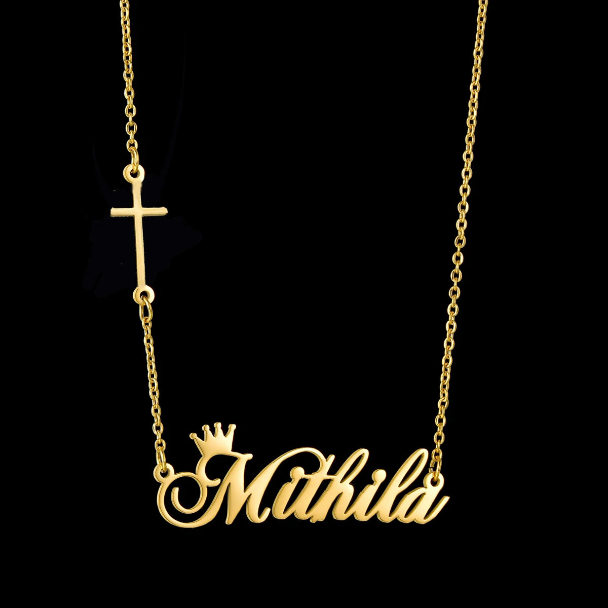Collier avec pendentif en forme de croix personnalisé Acheerup pour femme et homme, en acier inoxydable, en zircon, bijou personnalisé, cadeau chrétien