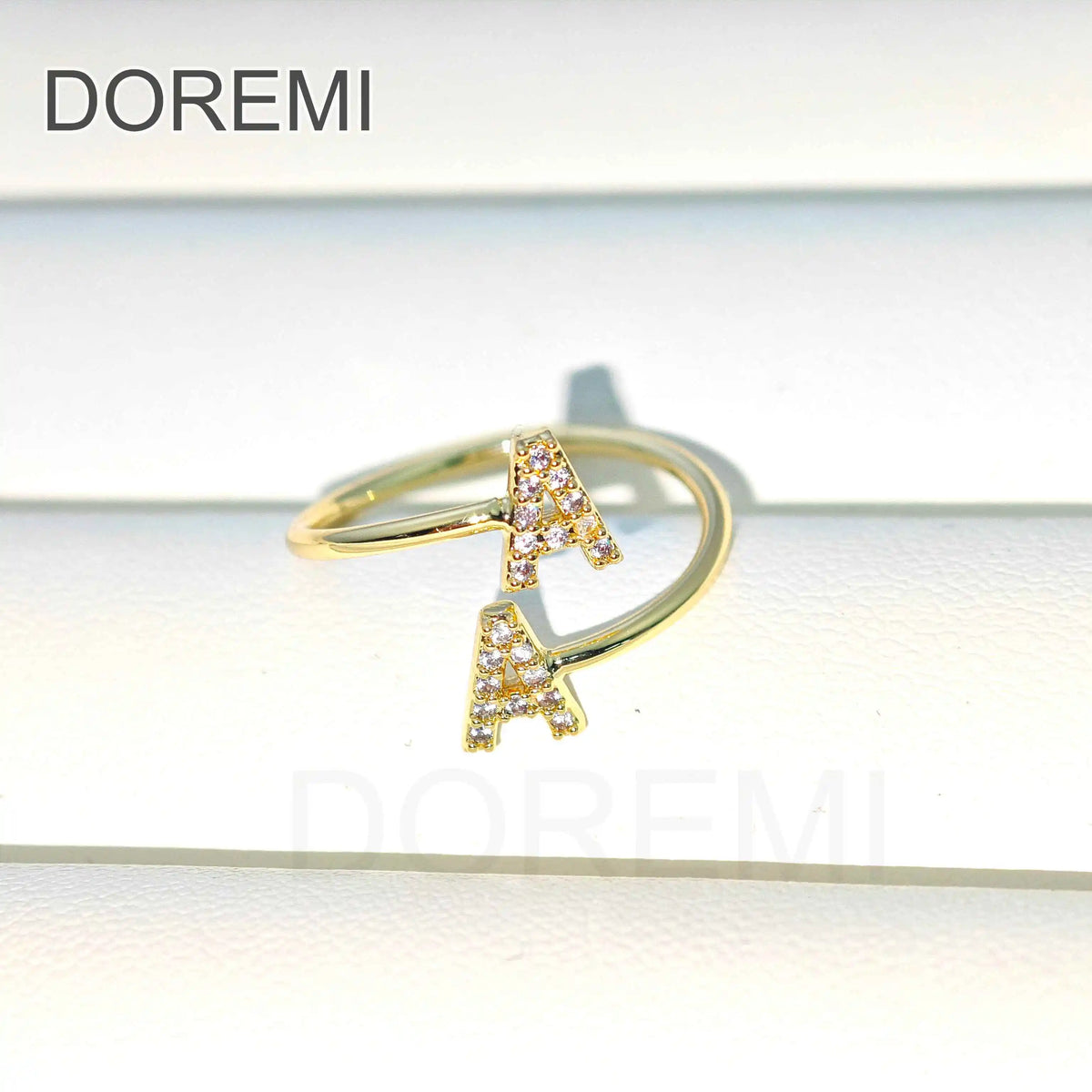 DOREMI แหวนตัวอักษรอักษรคู่สีขาว Zircon แหวนตัวอักษรที่กำหนดเอง เครื่องประดับแหวนตัวอักษรผู้หญิงแบบสลับตัวอักษร ของขวัญเครื่องประดับ