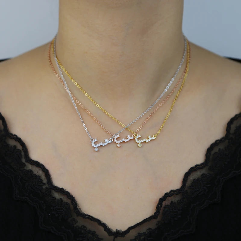 Collier à breloques en forme de petite lettre d'amour arabe en émail pastel 5A CZ Micro Pave 2023 Cadeau de Saint-Valentin Bijoux de mode