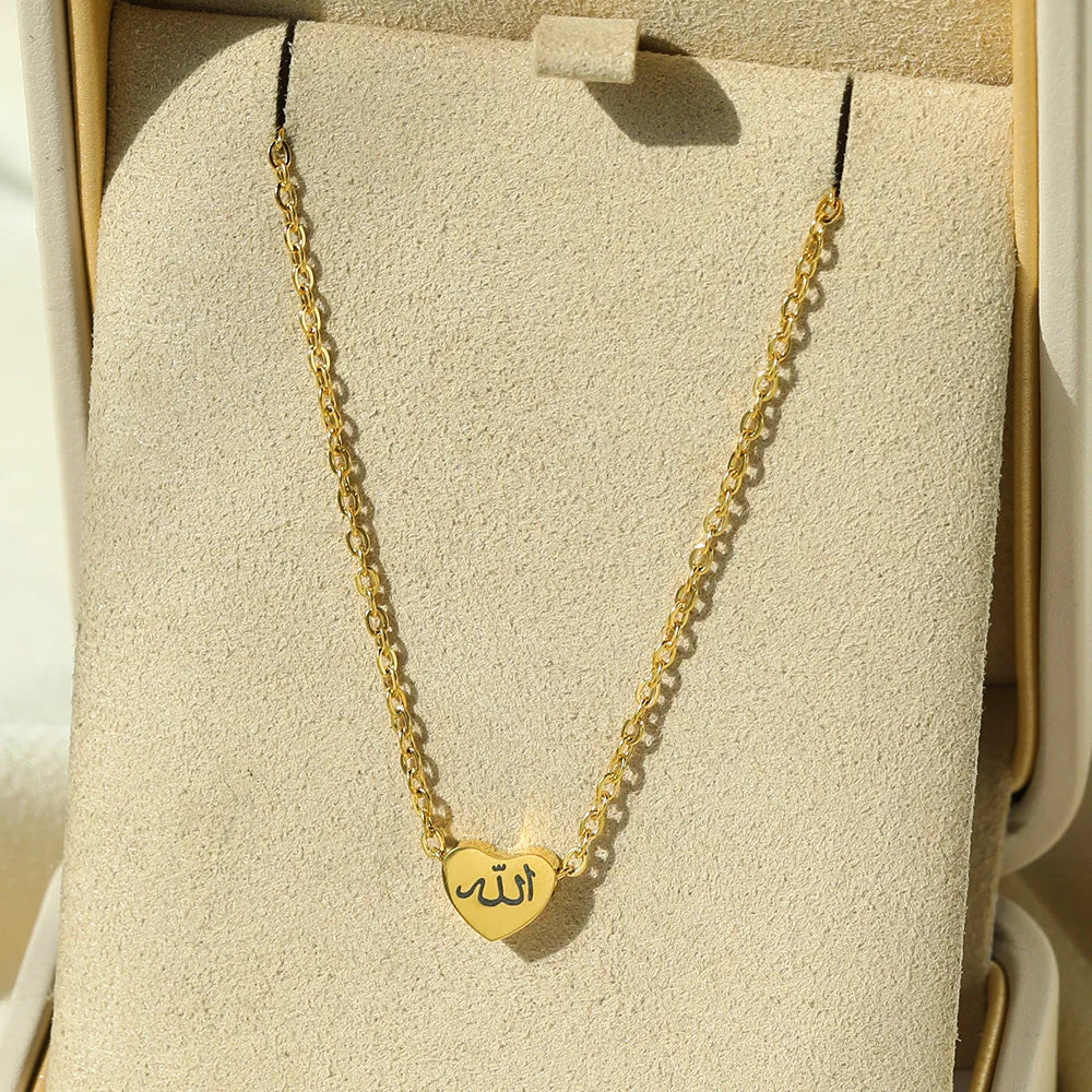 Collier personnalisé avec lettre d'amour, de patience, de Dieu, en arabe, bijoux islamiques pour femmes, pendentif Allah en acier inoxydable, collier femme Bff