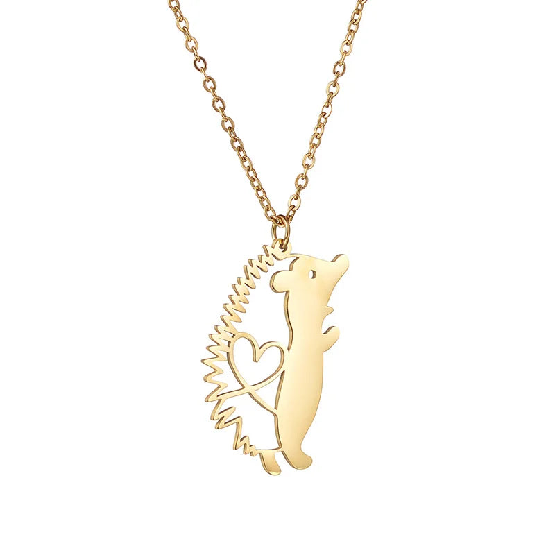 Collier avec nom personnalisé hérisson chaîne mignonne graver des lettres de nom pour garçon fille cadeau d'anniversaire bijoux pendentif en acier inoxydable tour de cou