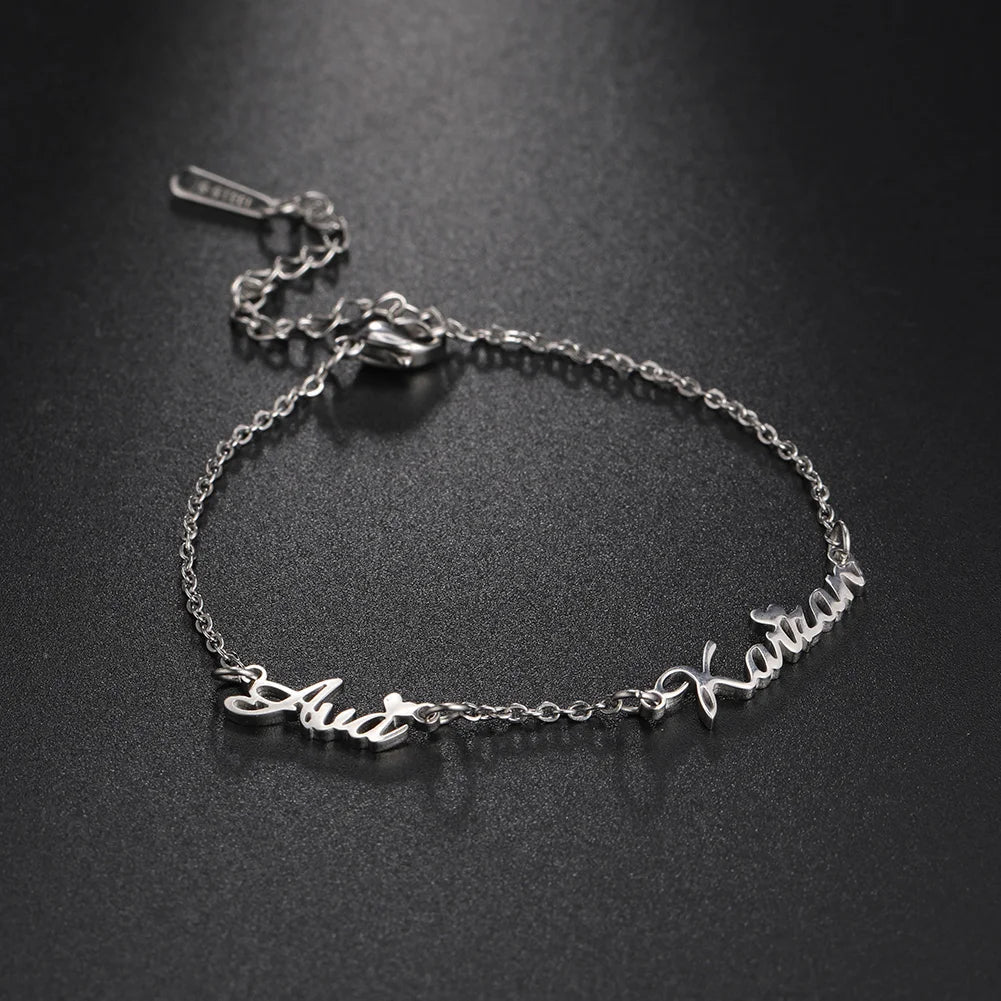 Customized Multiple Names Bracelet Women Stainless Steel Personalized Family Name Jewelry Gift for Friends Mother Girls