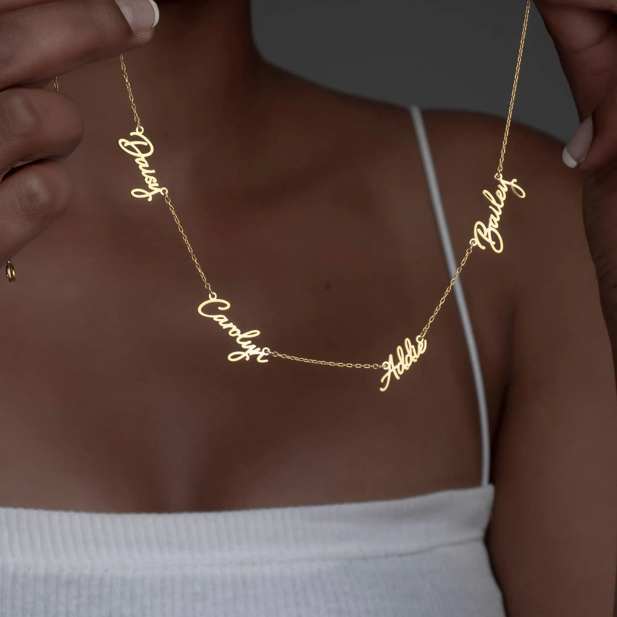 Colliers personnalisés avec plusieurs noms pour femmes, en acier inoxydable plaqué or, 2, 3, 4, 5 noms, collier, bijoux de famille, cadeau de Noël