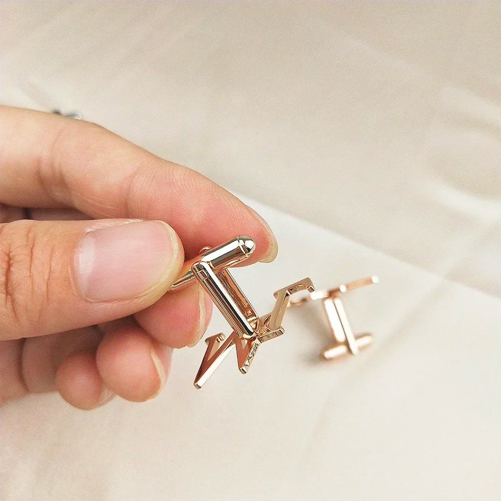 Customized Cufflinks for Men Personalized Name Letter Stainless Steel Jewelry Shirt Cuff Button Gifts Gemelos Para Hombre Camisa