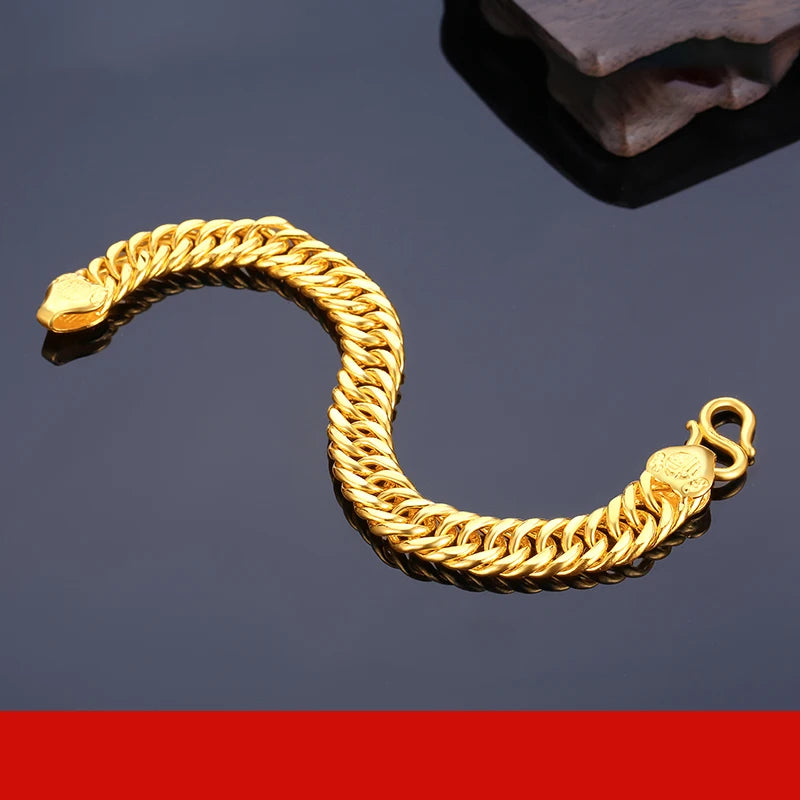 24K Pure Gold Bracelet Real 999 Solid Gold Bangle Generous Rich Men's Faucet Ouch Classic  Jewelry