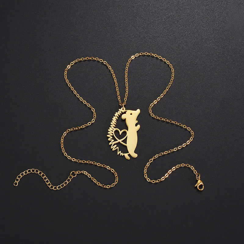 Collier avec nom personnalisé hérisson chaîne mignonne graver des lettres de nom pour garçon fille cadeau d'anniversaire bijoux pendentif en acier inoxydable tour de cou