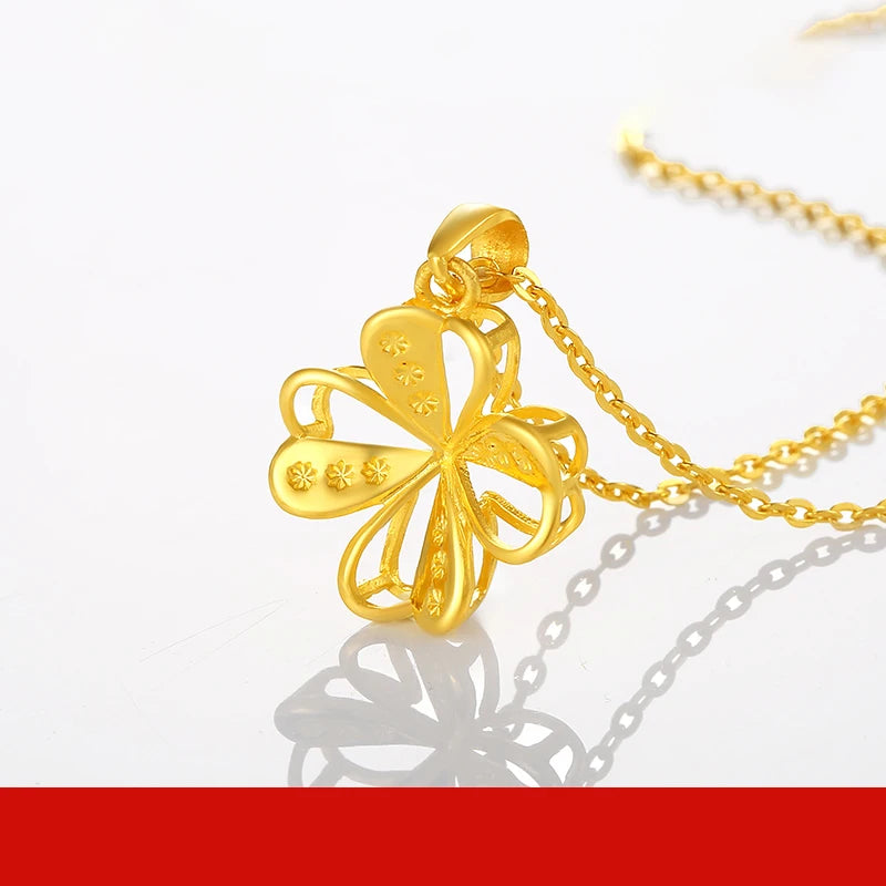 24K Pure Gold Pendant Real AU 999 Solid Gold Charm  Beautiful  Heart Classic Fine Jewelry