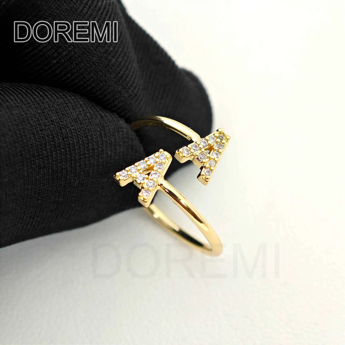 DOREMI แหวนตัวอักษรอักษรคู่สีขาว Zircon แหวนตัวอักษรที่กำหนดเอง เครื่องประดับแหวนตัวอักษรผู้หญิงแบบสลับตัวอักษร ของขวัญเครื่องประดับ