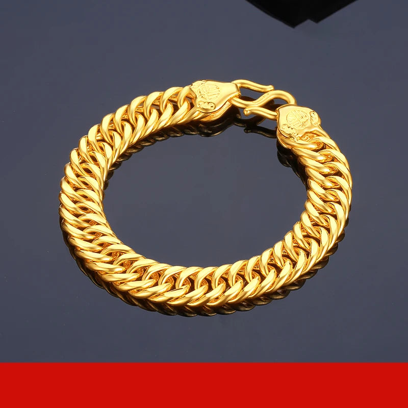 24K Pure Gold Bracelet Real 999 Solid Gold Bangle Generous Rich Men's Faucet Ouch Classic  Jewelry