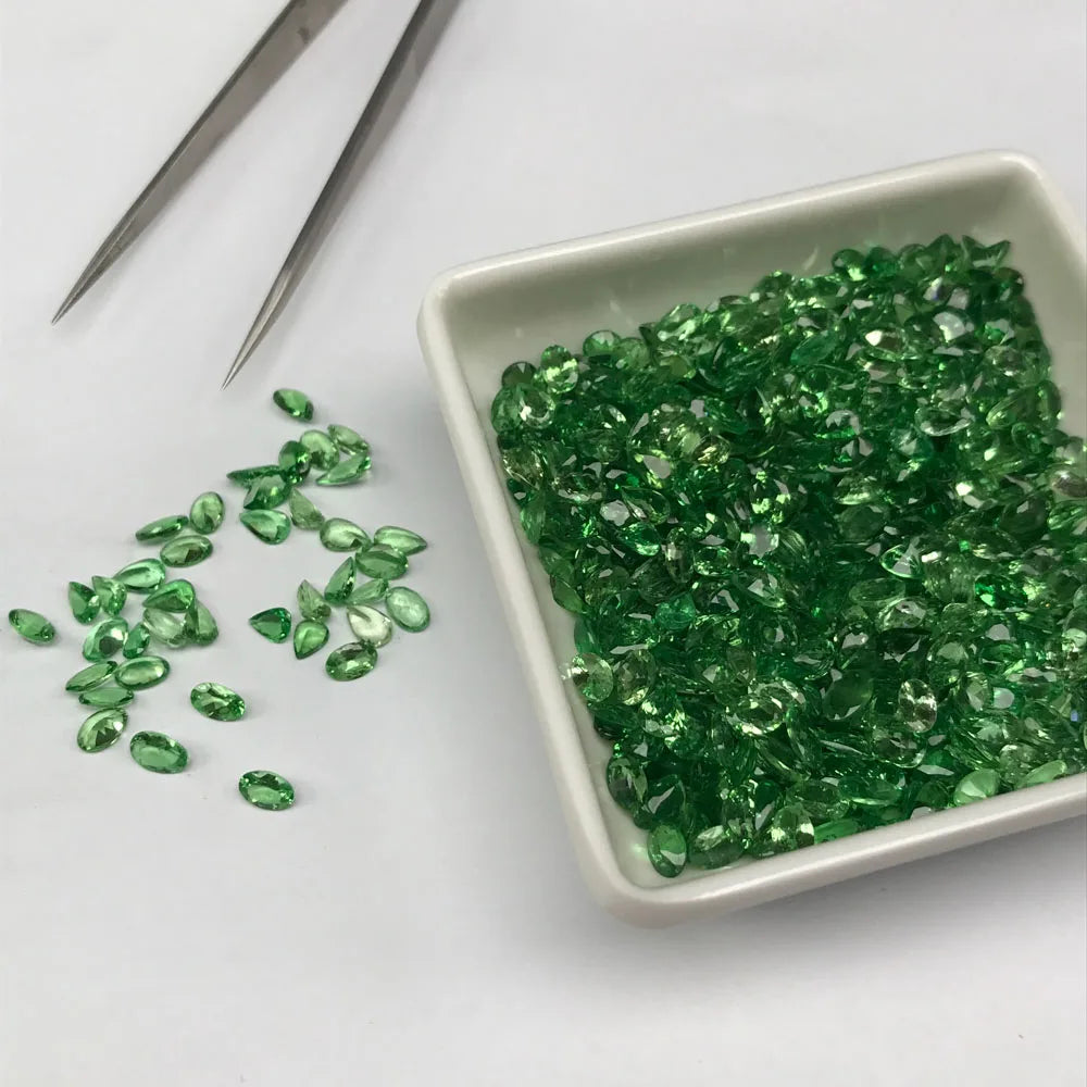 Natural Tsavorite Loose Gemstone Oval 4*6mm Bright Color for Silver Gold DIY Jewelry Making