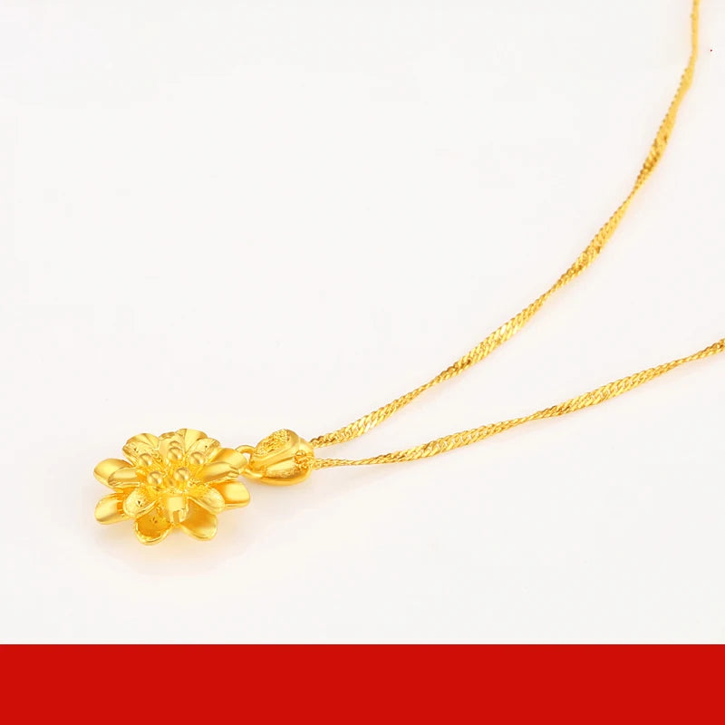 24K Pure Gold Pendant Real AU 999 Solid Gold Charm Lucy Bead Beautiful  Trendy Classic Party Fine Jewelry