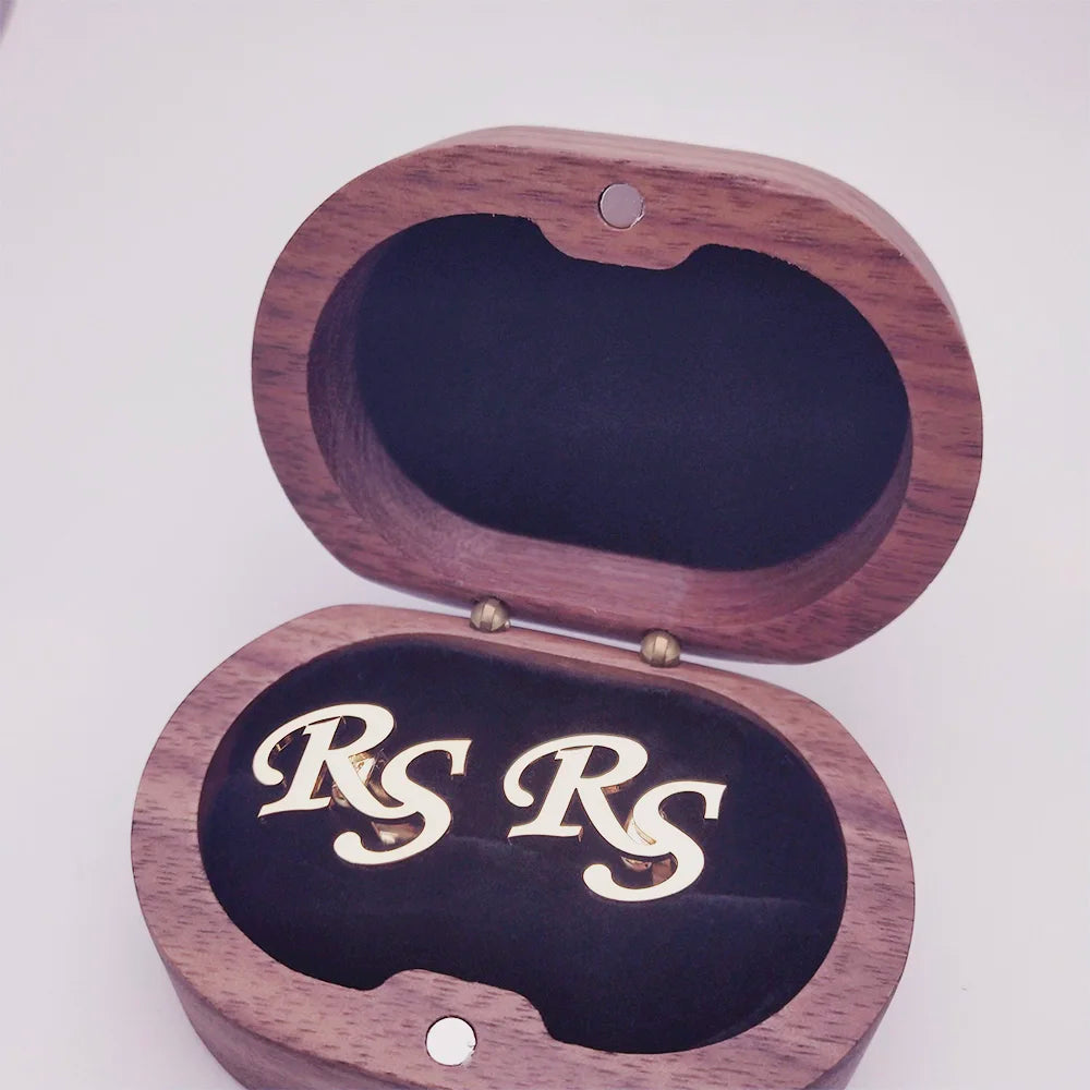 Boutons de manchette personnalisés Tangula pour hommes mariés boutons de manchette initiales en acier inoxydable boîte-cadeau en chêne de souhait bijoux de mariage cadeau de marié