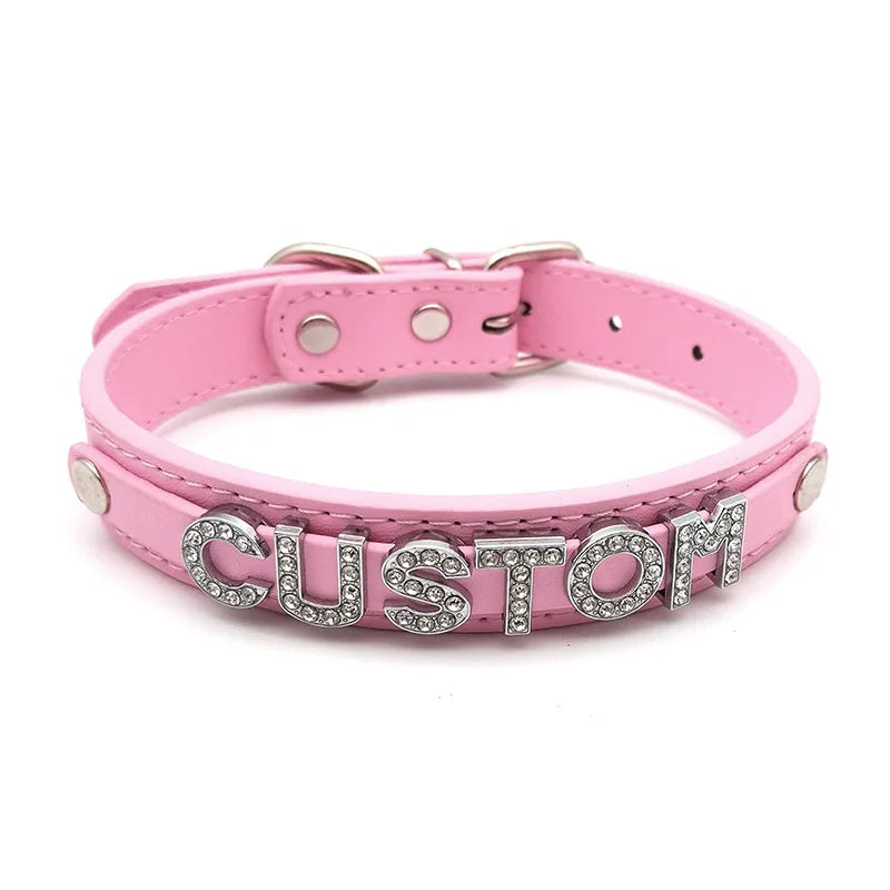Collier ras du cou sexy en cuir PU avec lettres de nom personnalisées pour hommes et femmes, bijoux ras du cou personnalisés pour cosplay
