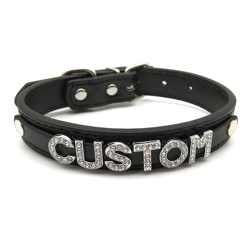 Collier ras du cou sexy en cuir PU avec lettres de nom personnalisées pour hommes et femmes, bijoux ras du cou personnalisés pour cosplay