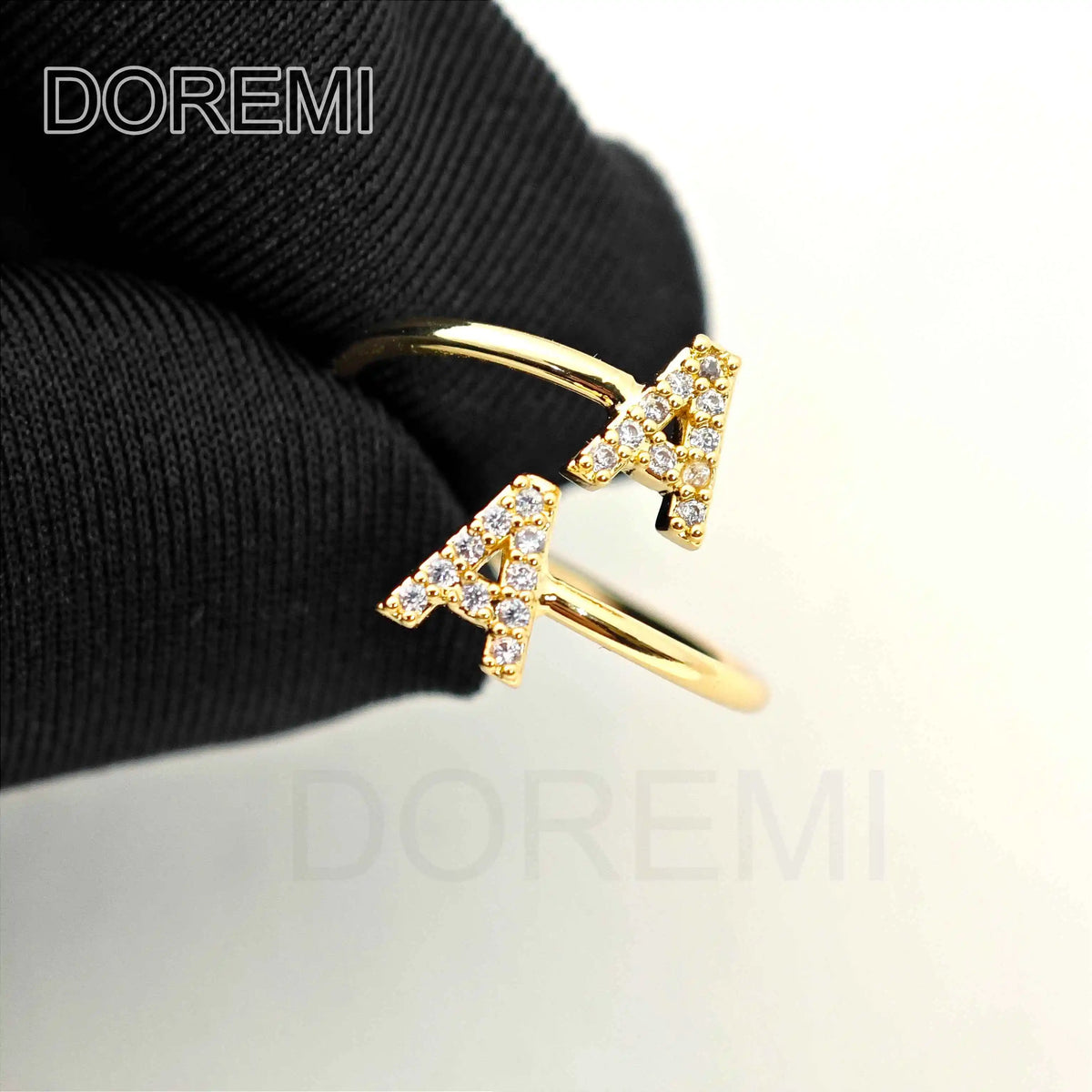 DOREMI แหวนตัวอักษรอักษรคู่สีขาว Zircon แหวนตัวอักษรที่กำหนดเอง เครื่องประดับแหวนตัวอักษรผู้หญิงแบบสลับตัวอักษร ของขวัญเครื่องประดับ