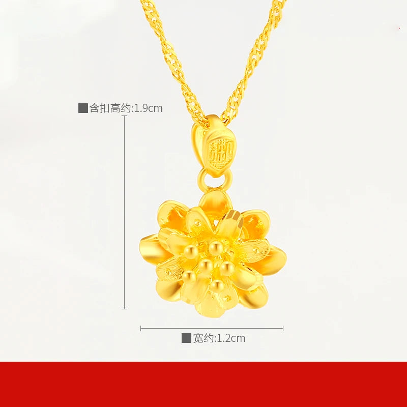 24K Pure Gold Pendant Real AU 999 Solid Gold Charm Lucy Bead Beautiful  Trendy Classic Party Fine Jewelry