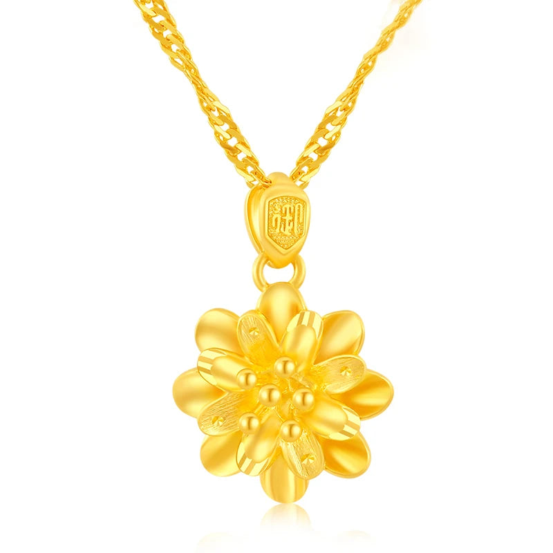 24K Pure Gold Pendant Real AU 999 Solid Gold Charm Lucy Bead Beautiful  Trendy Classic Party Fine Jewelry