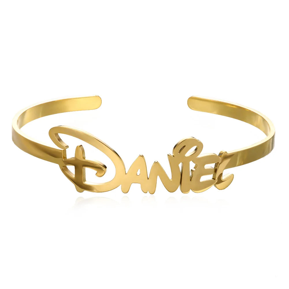 Personalized Custom Name Bracelet Bangle For Women Jewelry Stainless Steel Open Bangle Letter Accessories Best Friend Gifts