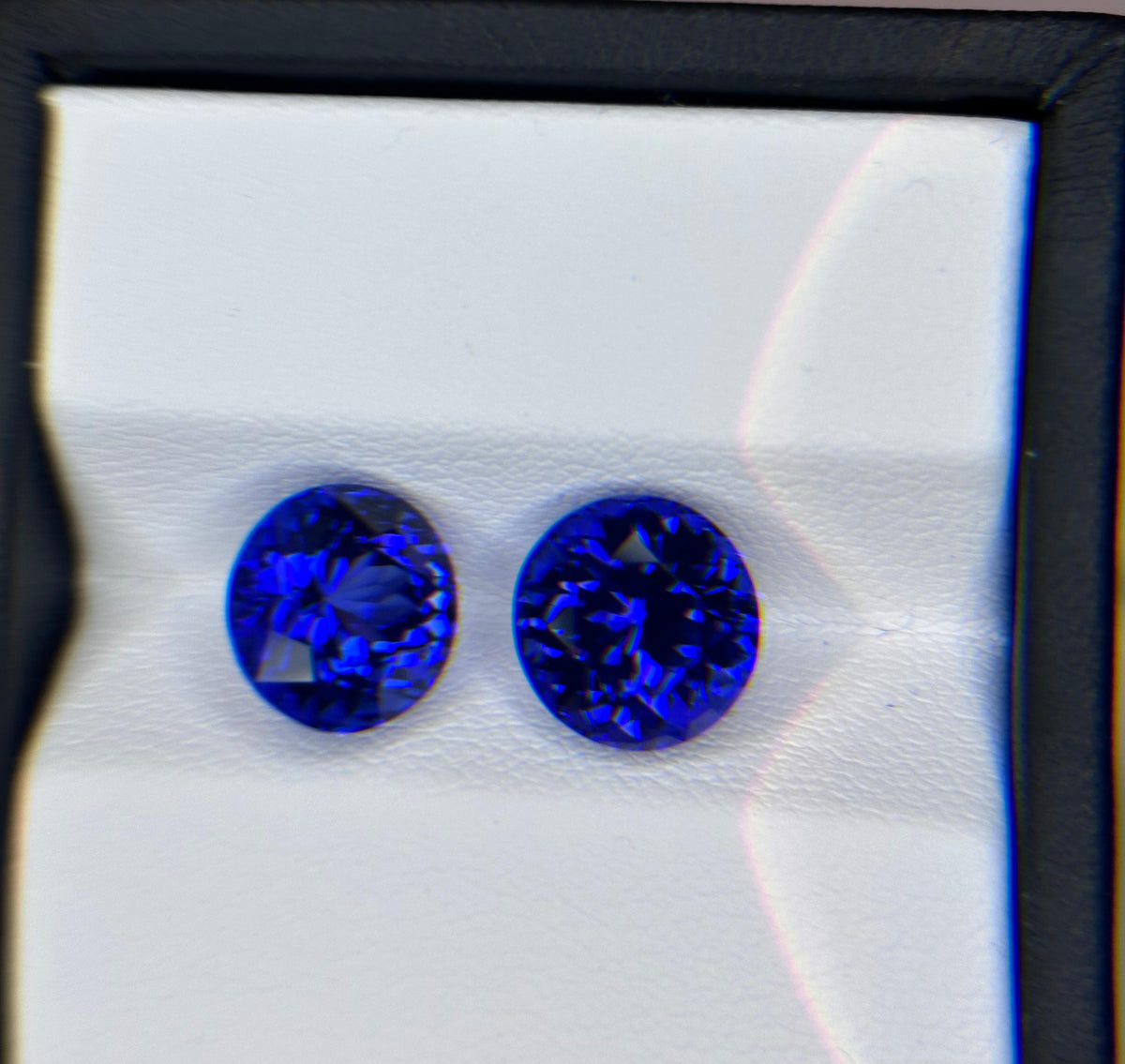 Natural Vivid Blue Tanzanite Pair Round Shape Brilliant Cut 11.97ct. Natural Loose Gemstone