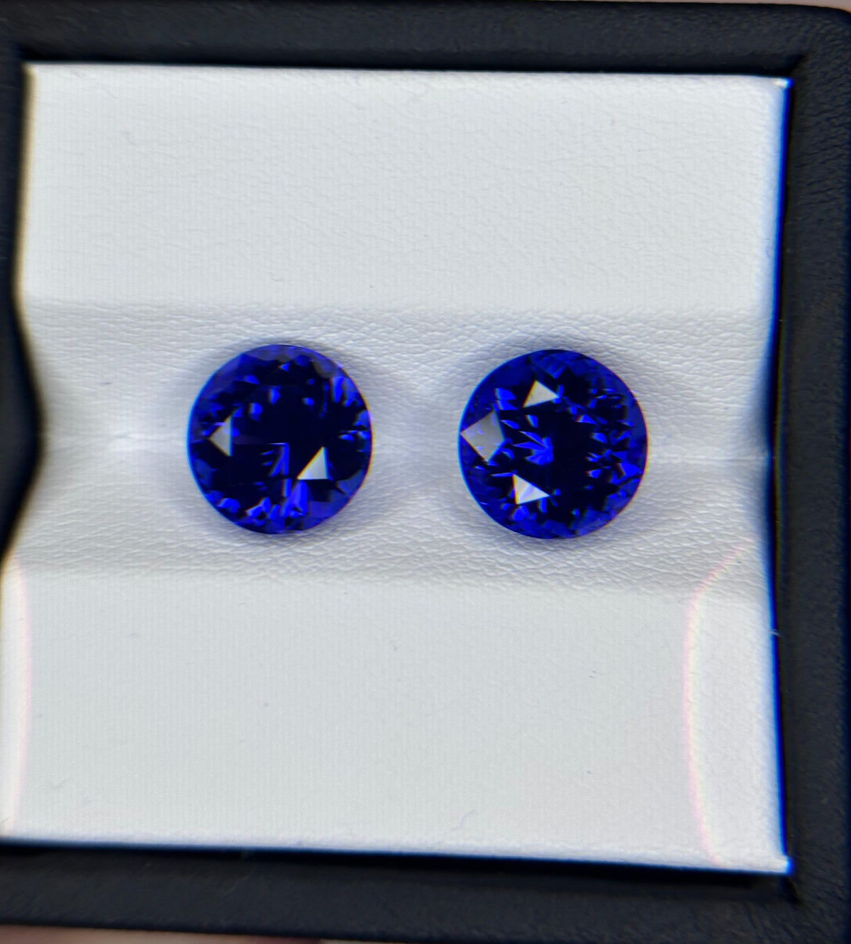 Natural Vivid Blue Tanzanite Pair Round Shape Brilliant Cut 11.97ct. Natural Loose Gemstone